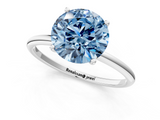 White gold Fancy Blue Round  Cut Solitaire Engagement Ring with Thin Band and Four-Prong Setting_4