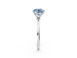 White gold Fancy Blue Round  Cut Solitaire Engagement Ring with Thin Band and Four-Prong Setting_5