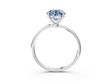 White gold Fancy Blue Round  Cut Solitaire Engagement Ring with Thin Band and Four-Prong Setting_6