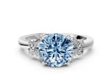 White gold Fancy Blue Round  Cut Solitaire Floral Diamond Ring with Four-Prong Setting_37