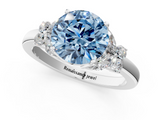 White gold Fancy Blue Round  Cut Solitaire Floral Diamond Ring with Four-Prong Setting_38