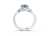 White gold Fancy Blue Round  Cut Solitaire Floral Diamond Ring with Four-Prong Setting_40