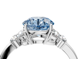 White gold Fancy Blue Round  Cut Solitaire Floral Diamond Ring with Four-Prong Setting_41