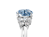 White gold Fancy Blue Round  Cut Solitaire Floral Diamond Ring with Four-Prong Setting_42