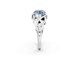 White gold Fancy Blue Round Cut Solitaire Intertwined Band Prong Setting Ring_2