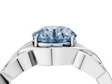 White gold Fancy Blue Round Cut Solitaire Intertwined Band Prong Setting Ring_4