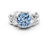 White gold Fancy Blue Round Cut Solitaire Leaf-Inspired Engagement Ring with Prong Setting_12