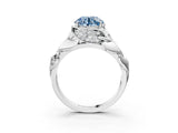 White gold Fancy Blue Round Cut Solitaire Leaf-Inspired Engagement Ring with Prong Setting_15