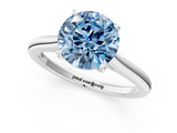 White gold Fancy Blue Round  Cut Solitaire Ring with Cathedral Band and Four-Prong Setting_60