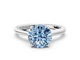 White gold Fancy Blue Round  Cut Solitaire Ring with Cathedral Band and Four-Prong Setting_74