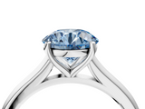 White gold Fancy Blue Round  Cut Solitaire Ring with Cathedral Band and Four-Prong Setting_78