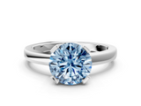 White gold Fancy Blue Round  Cut Solitaire Ring with Four-Prong Setting and Classic Band_59
