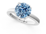White gold Fancy Blue Round  Cut Solitaire Ring with Four-Prong Setting and Classic Band_60