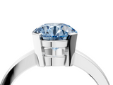 White gold Fancy Blue Round  Cut Solitaire Ring with Four-Prong Setting and Classic Band_63