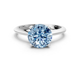 White gold Fancy Blue Round  Cut Solitaire Ring with Four-Prong Setting on a Classic Band_45