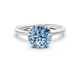 White gold Fancy Blue Round  Cut Solitaire Ring with Thin Band and Four-Prong Setting_16