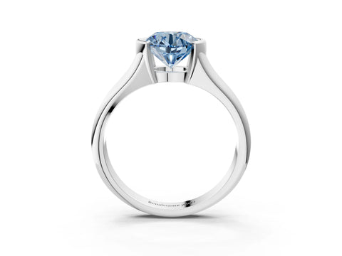 White gold Fancy Blue Round Cut Solitaire Tension Set Diamond Ring with Split Shank Band_15