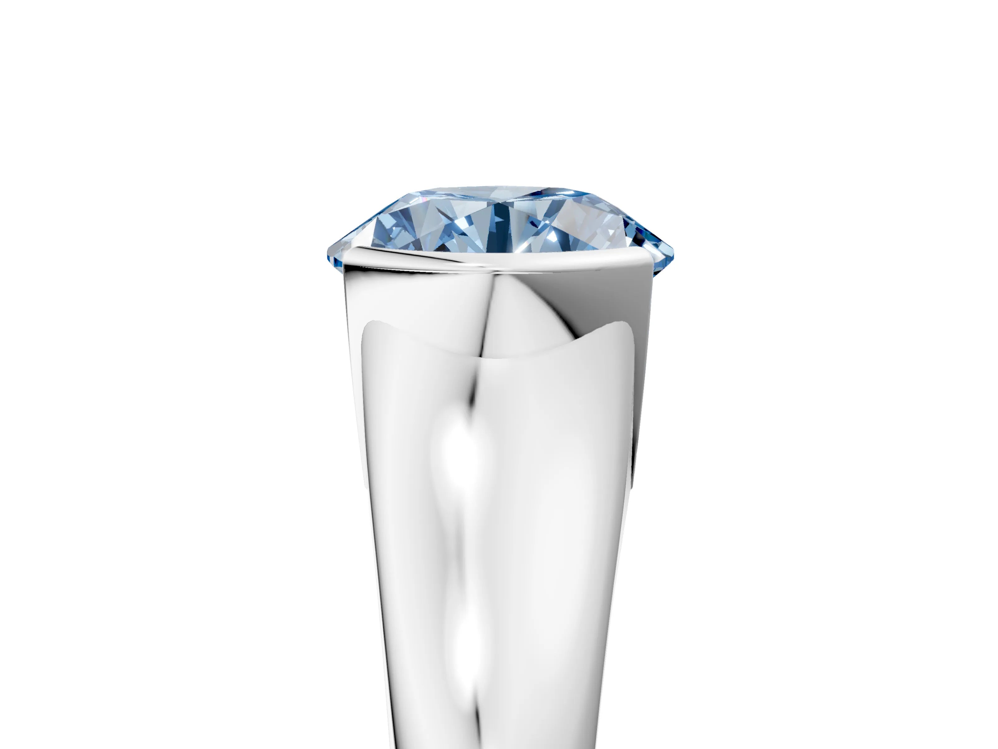 White gold Fancy Blue Round Cut Solitaire Tension Set Diamond Ring with Split Shank Band_17