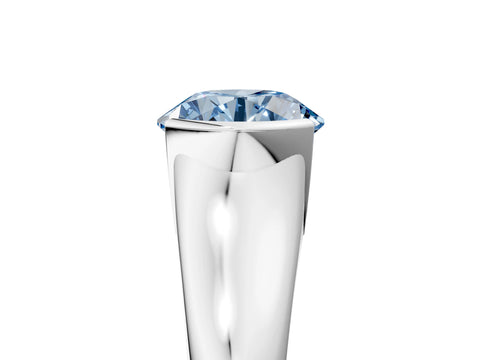 White gold Fancy Blue Round Cut Solitaire Tension Set Diamond Ring with Split Shank Band_17