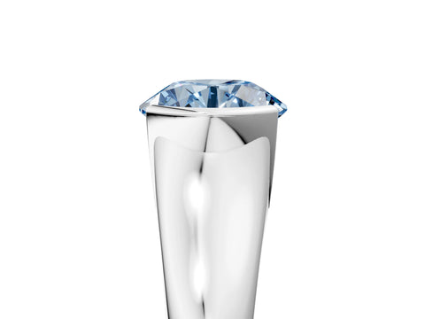 White gold Fancy Blue Round Cut Solitaire Tension Set Diamond Ring with Split Shank Band_27