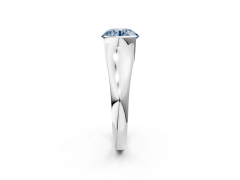 White gold Fancy Blue Round Cut Solitaire Tension Set Diamond Ring with Split Shank Band_2