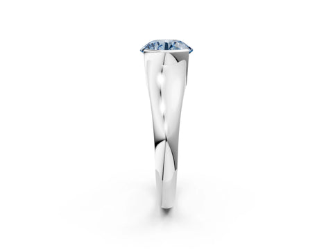 White gold Fancy Blue Round Cut Solitaire Tension Set Diamond Ring with Split Shank Band_36