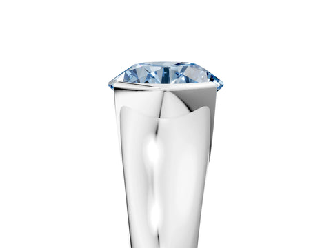 White gold Fancy Blue Round Cut Solitaire Tension Set Diamond Ring with Split Shank Band_5
