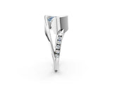 White gold Fancy Blue Round Cut Solitaire Tension-Set Diamond Split Shank Ring_2