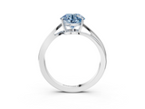 White gold Fancy Blue Round  Cut Solitaire Twist Band Ring with Four-Prong Setting_6