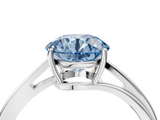 White gold Fancy Blue Round  Cut Solitaire Twist Band Ring with Four-Prong Setting_7
