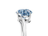 White gold Fancy Blue Round  Cut Solitaire Twist Band Ring with Four-Prong Setting_8