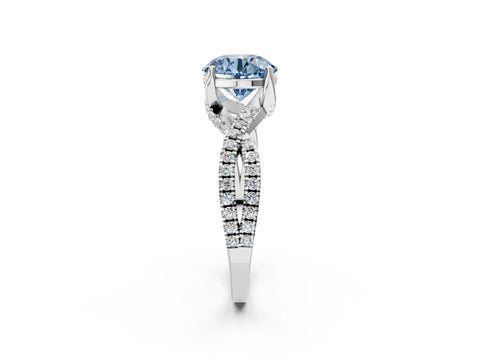 White gold Fancy Blue Round Cut Solitaire Twist Pave Diamond Engagement Ring with Prong Setting_14