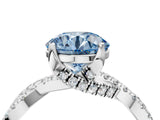 White gold Fancy Blue Round Cut Solitaire Twist Pave Diamond Engagement Ring with Prong Setting_16