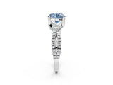 White gold Fancy Blue Round Cut Solitaire Twist Pave Diamond Engagement Ring with Prong Setting_2
