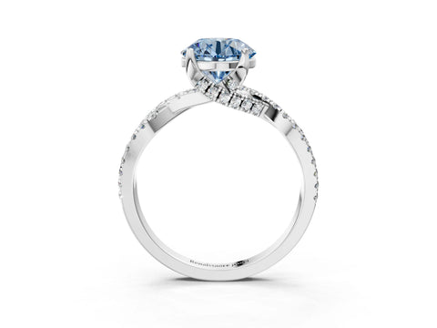 White gold Fancy Blue Round Cut Solitaire Twist Pave Diamond Engagement Ring with Prong Setting_39