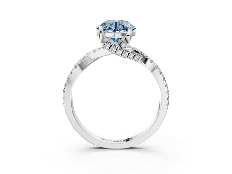 White gold Fancy Blue Round Cut Solitaire Twist Pave Diamond Engagement Ring with Prong Setting_3