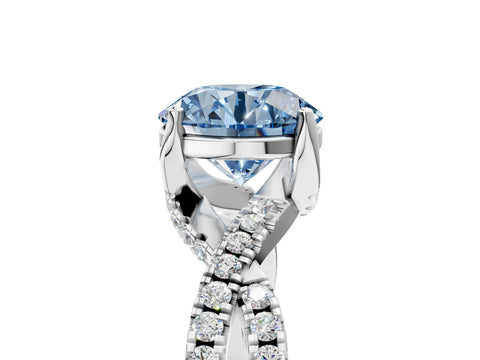 White gold Fancy Blue Round Cut Solitaire Twist Pave Diamond Engagement Ring with Prong Setting_41