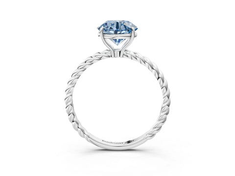 White gold Fancy Blue Round Cut Solitaire Twisted Band 4-Prong Ring_27