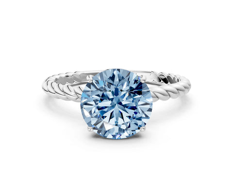 White gold Fancy Blue Round Cut Solitaire Twisted Band 4-Prong Ring_36