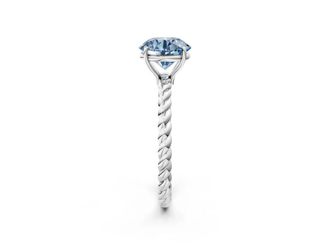 White gold Fancy Blue Round Cut Solitaire Twisted Band 4-Prong Ring_38