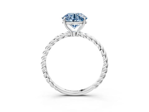 White gold Fancy Blue Round Cut Solitaire Twisted Band 4-Prong Ring_39
