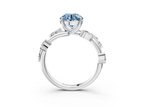 White gold Fancy Blue Round Cut Solitaire Twisted Band Marquise Accent Prong Setting Ring_15