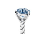 White gold Fancy Blue Round  Cut Solitaire Twisted Band with Four-Prong Setting_74