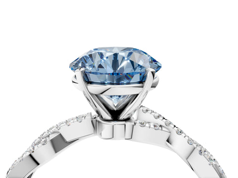 White gold Fancy Blue Round Cut Solitaire Twisted Pave Band with Four-Prong Setting_19
