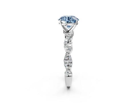 White gold Fancy Blue Round Cut Solitaire Twisted Pave Band with Four-Prong Setting_5