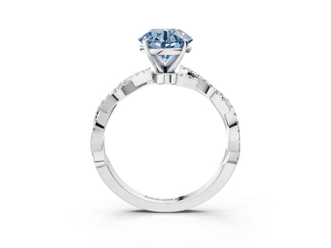 White gold Fancy Blue Round Cut Solitaire Twisted Pave Band with Four-Prong Setting_6
