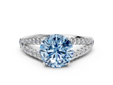 White gold Fancy Blue Round  Cut Split Shank Pave Diamond Engagement Ring with Four-Prong Setting_24