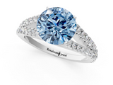 White gold Fancy Blue Round  Cut Split Shank Pave Diamond Engagement Ring with Four-Prong Setting_25