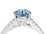 White gold Fancy Blue Round  Cut Split Shank Pave Diamond Engagement Ring with Four-Prong Setting_28