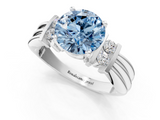 White gold Fancy Blue Round  Cut Three-Stone Channel Set Ring with Bar Prongs_59